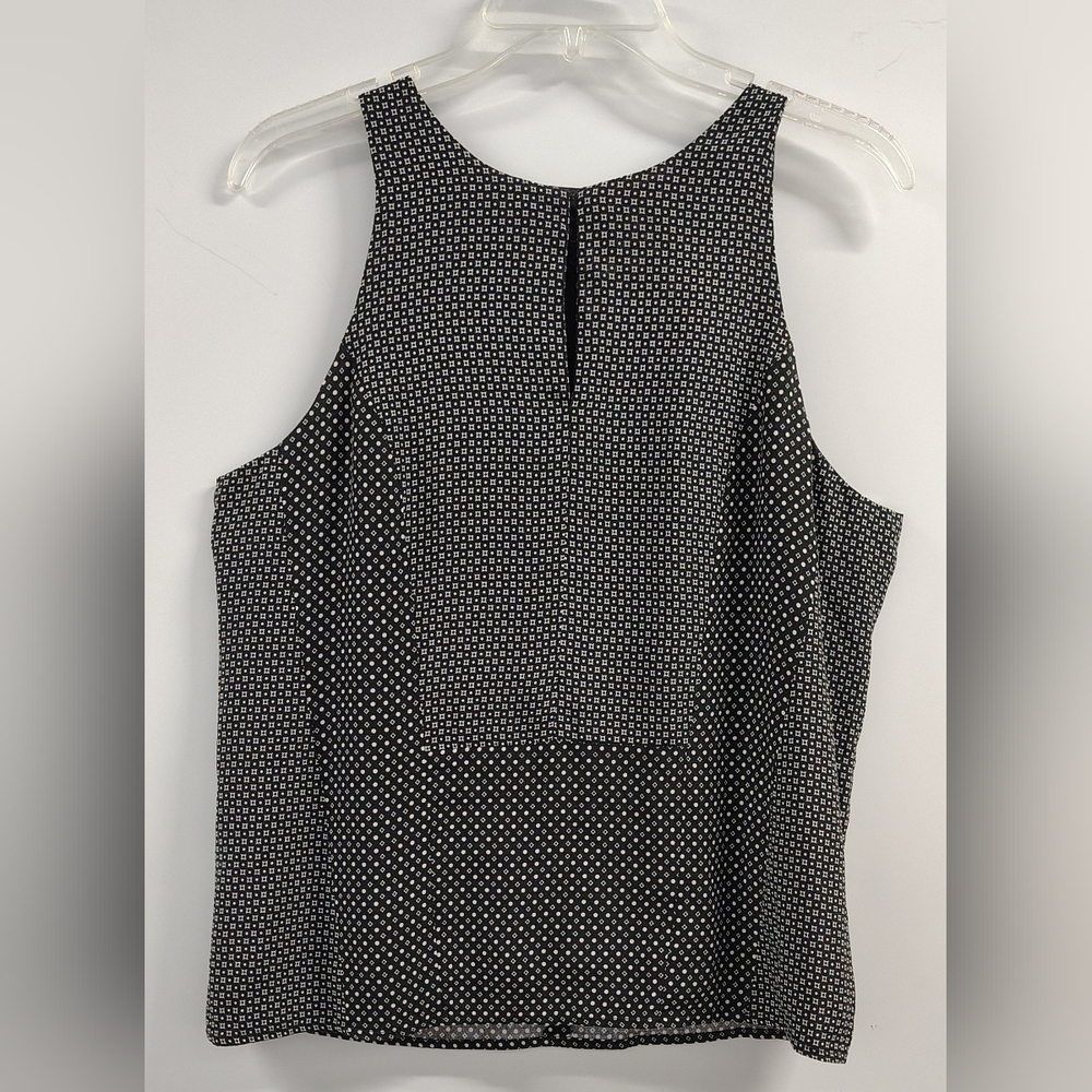 Rag & Bone Black & White Geometric Dot Sleeveless Silk Blouse Sz M
